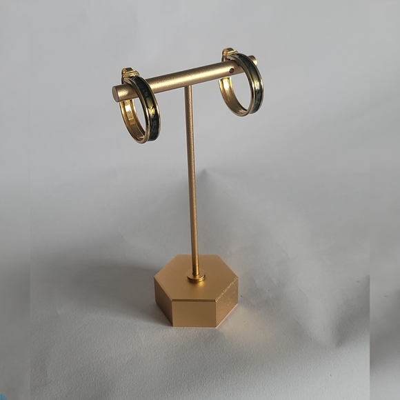 VTG Green Tortoise Enameled Hoop Clip-On Earrings - Picture 2 of 5